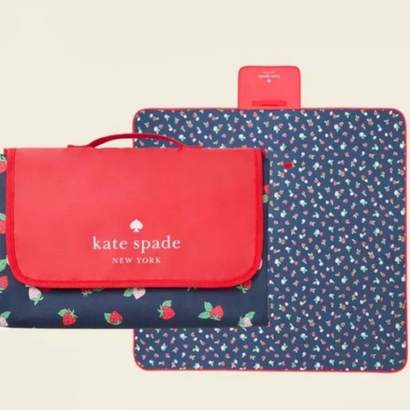 kate spade Other - ♠️Kate Spade Strawberry Toss Packable Outdoor Picnic Blanket NEW